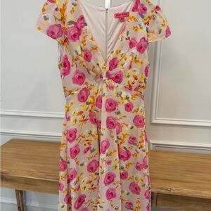 Betsey Johnson Pink Flutter Sleeve Midi Dress